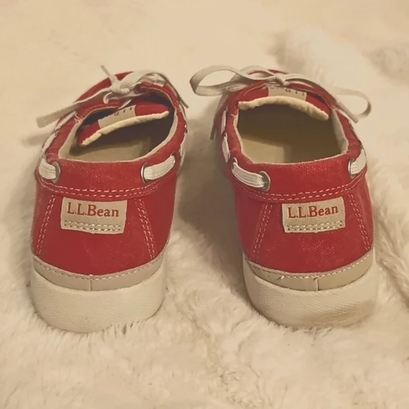 LL Bean Red Canvas Boat Shoes Women's Size 9 1/2 - Picture 4 of 6